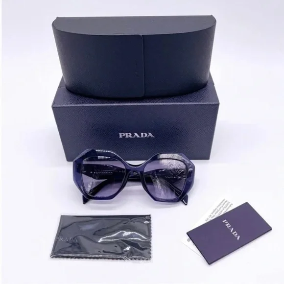 NEW PRADA PR16WS 08Q08I WOMEN’S SUNGLASSES PRADA SPR 16W BLUE EYEWEAR PR 16WS - Picture 11 of 12
